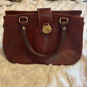 MADE IN USA! Vintage Brown Leather Satchel Handbag